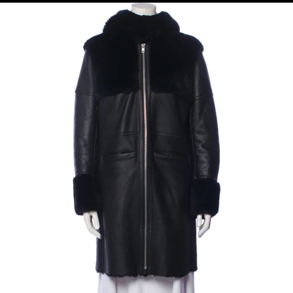 Maje lamb leather fur coat